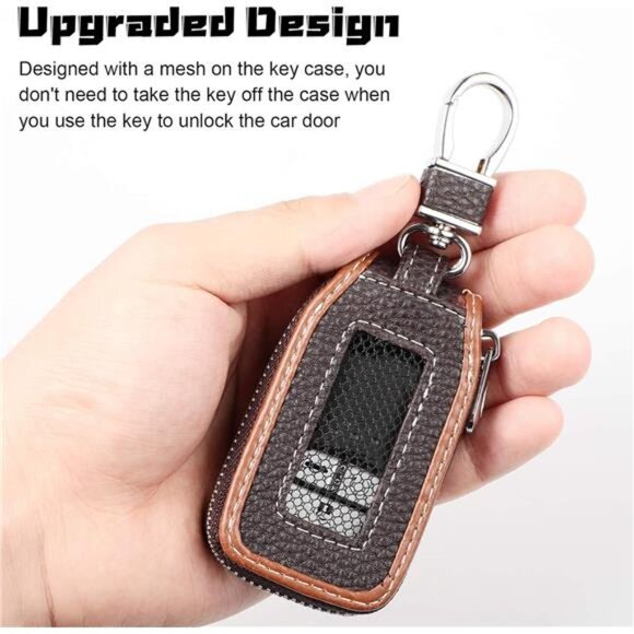 2 Pieces Leather Car Key Chain Case Holder Auto Key Fob Holder Smart Protector - Picture 4 of 7